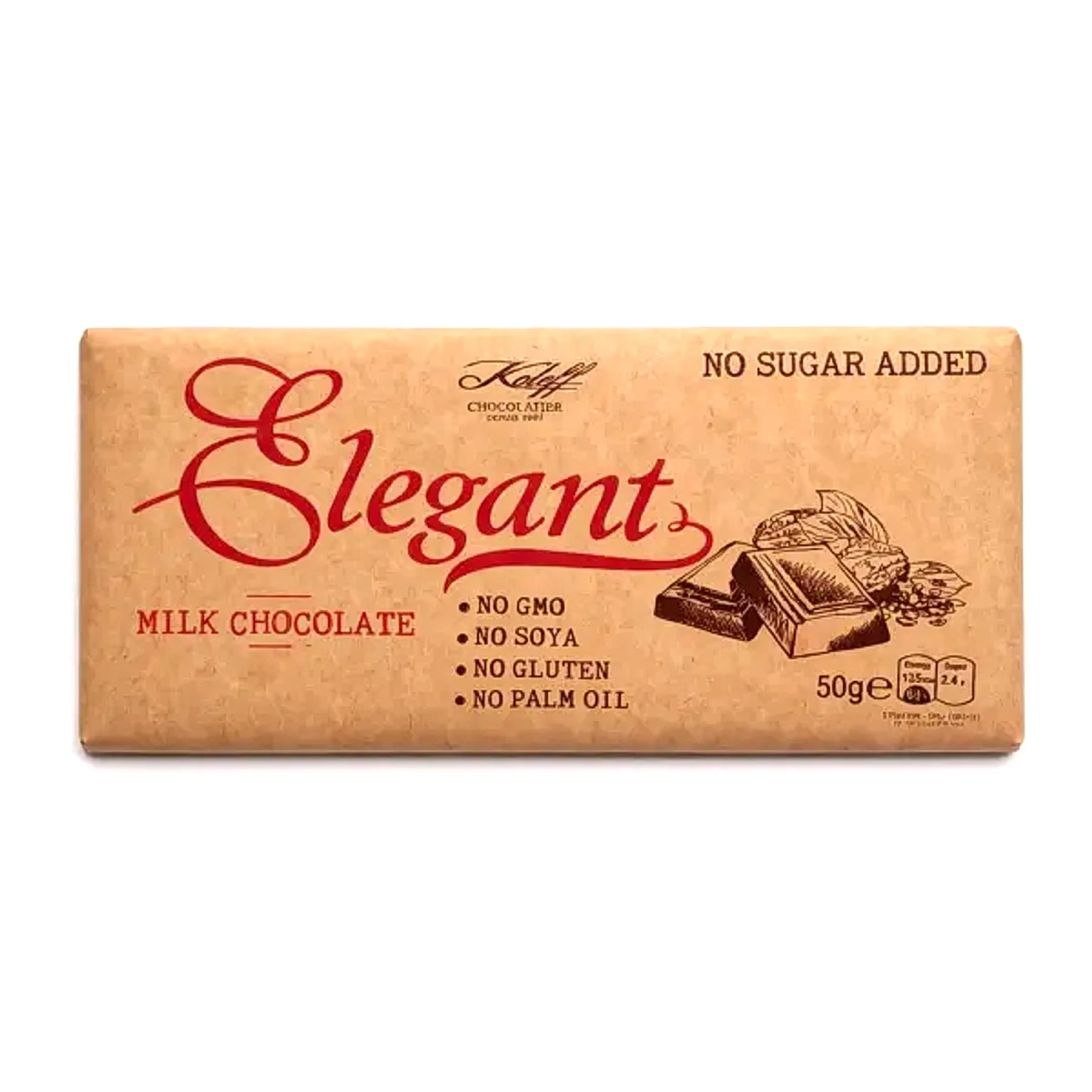 Koleff Chocolatier Elegant fine milk chocolate packaging - no sugar added, 50 g