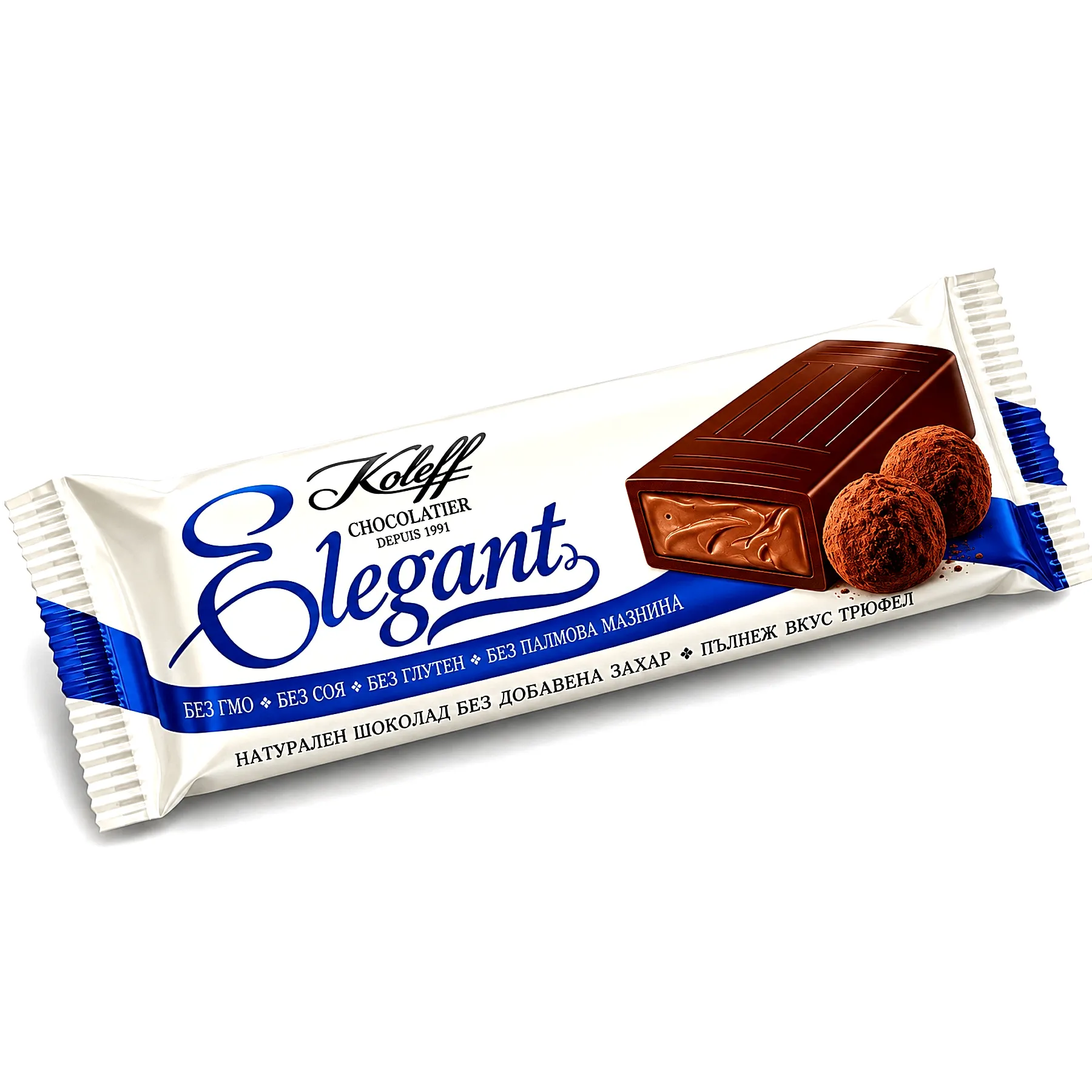 Koleff Chocolatier Elegant dark chocolate with truffle filling packaging - no sugar added, 50 g
